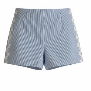 Draper James blue Striped Floral-Appliqué Women's Shorts 14